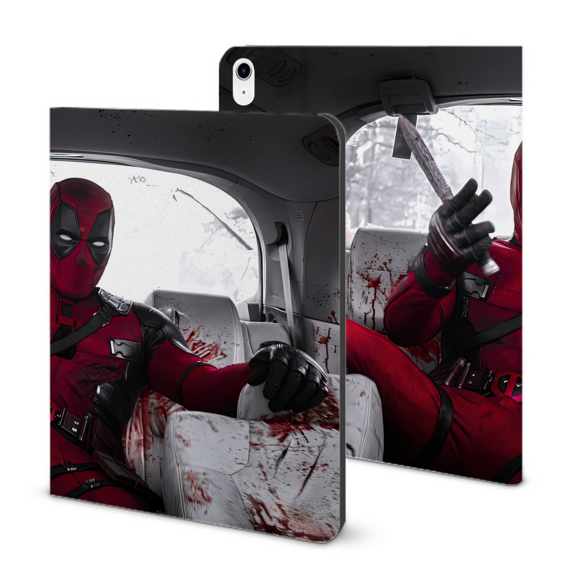 （画像用） Deadpool デッドプール IPad ケース ブック型 PUレザー TPU 耐衝撃 軽量 薄型 ペン収納なし 全面保護 IPad 各モデル対応